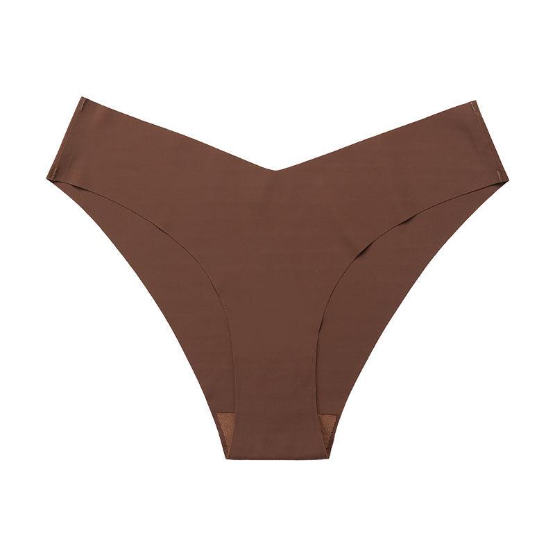 Women's Seamless Ice Silk Briefs with V-Waistband for Everyday Comfort