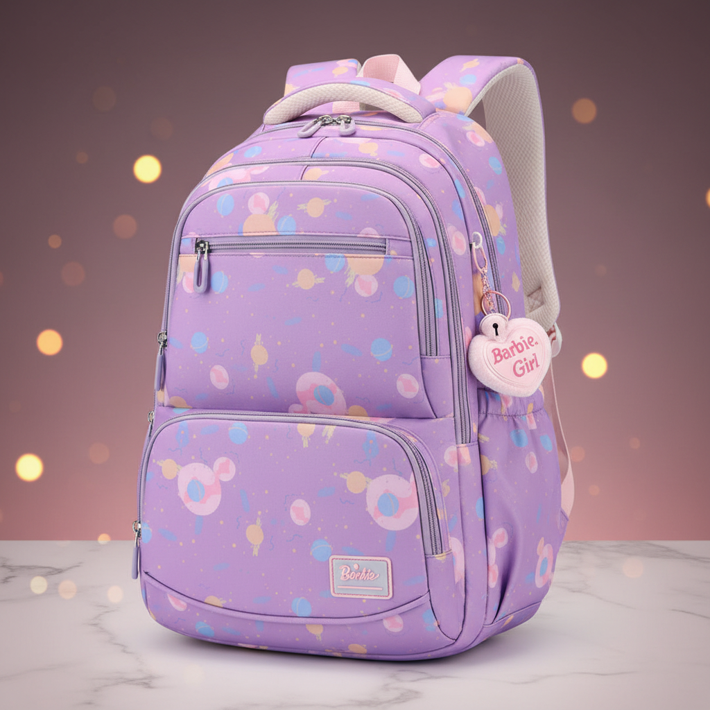 Girls Galaxy Backpack – Cartoon Print Campus School Bag (Backpack or 3-Piece Set)