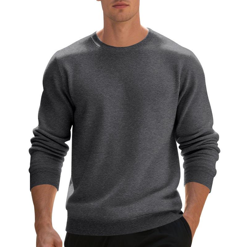 Fleece-lined Crew Neck Sweater Male Loose Casual Top