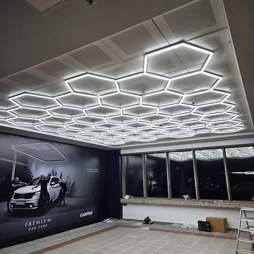 Honeycomb Hexagonal Garage Light 110V, Bracket Mount, Single to Penta Hole Configurations