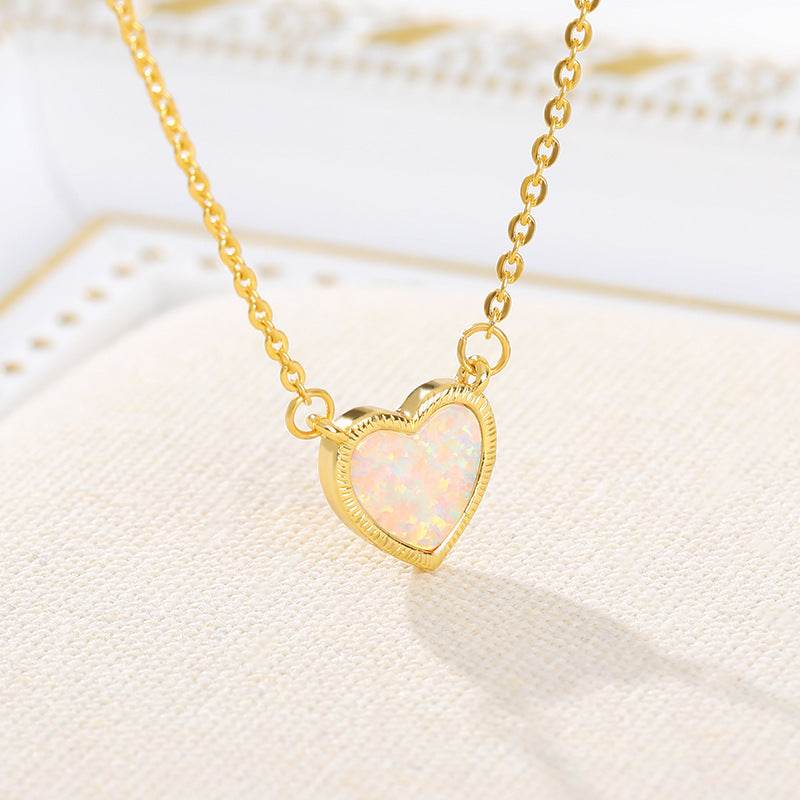 Romantic Heart Necklace Copper Zircon Pendant Necklace for women