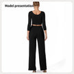 Women Fashion Casual Matching 2pcs set Long Sleeve Crop top and Pant set