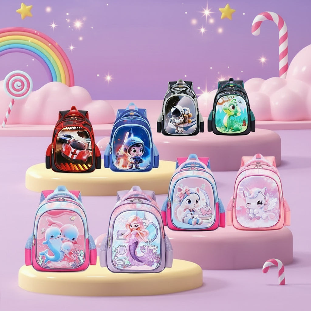 Cartoon Kids Backpack – Lightweight Waterproof School Bag for Boys & Girls