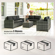 Patio Furniture Set, Cushions, Sofa, Loveseat, Storage Table, Gray