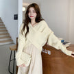 Women's Slouchy Knit Top – Apricot Solid Colour Winter Knitted Top S to 2XL