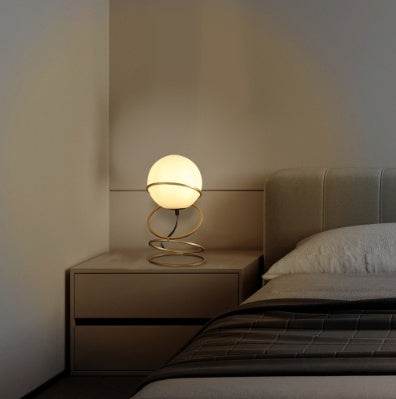 Gold Spiral 4-Ring Metal Stand Table Lamp – 13.5