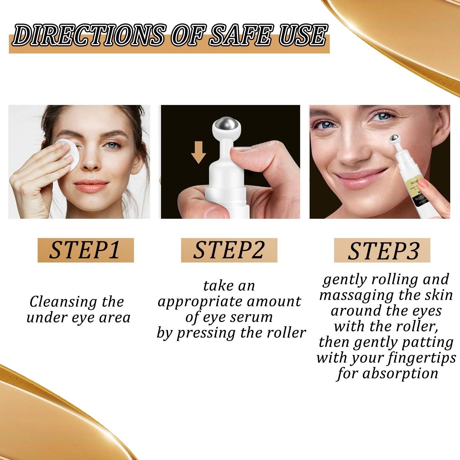 Snail Peptide Eye Cream with Roller Massager Hyaluronic Acid Collagen Puffiness Fine Lines Dark Circles