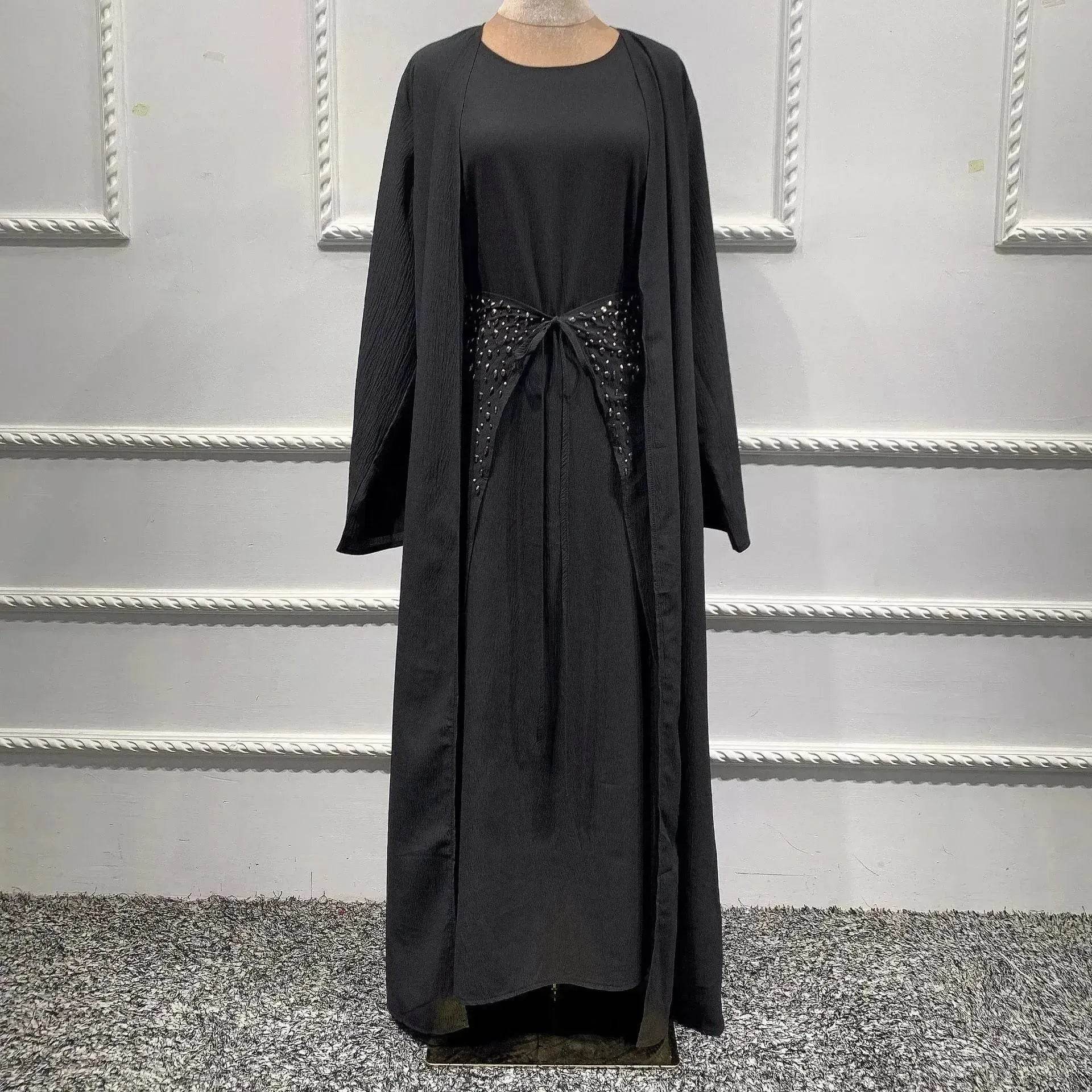 Arab3 piece set ArabDubai Abaya dress with Turban Embellished Abaya