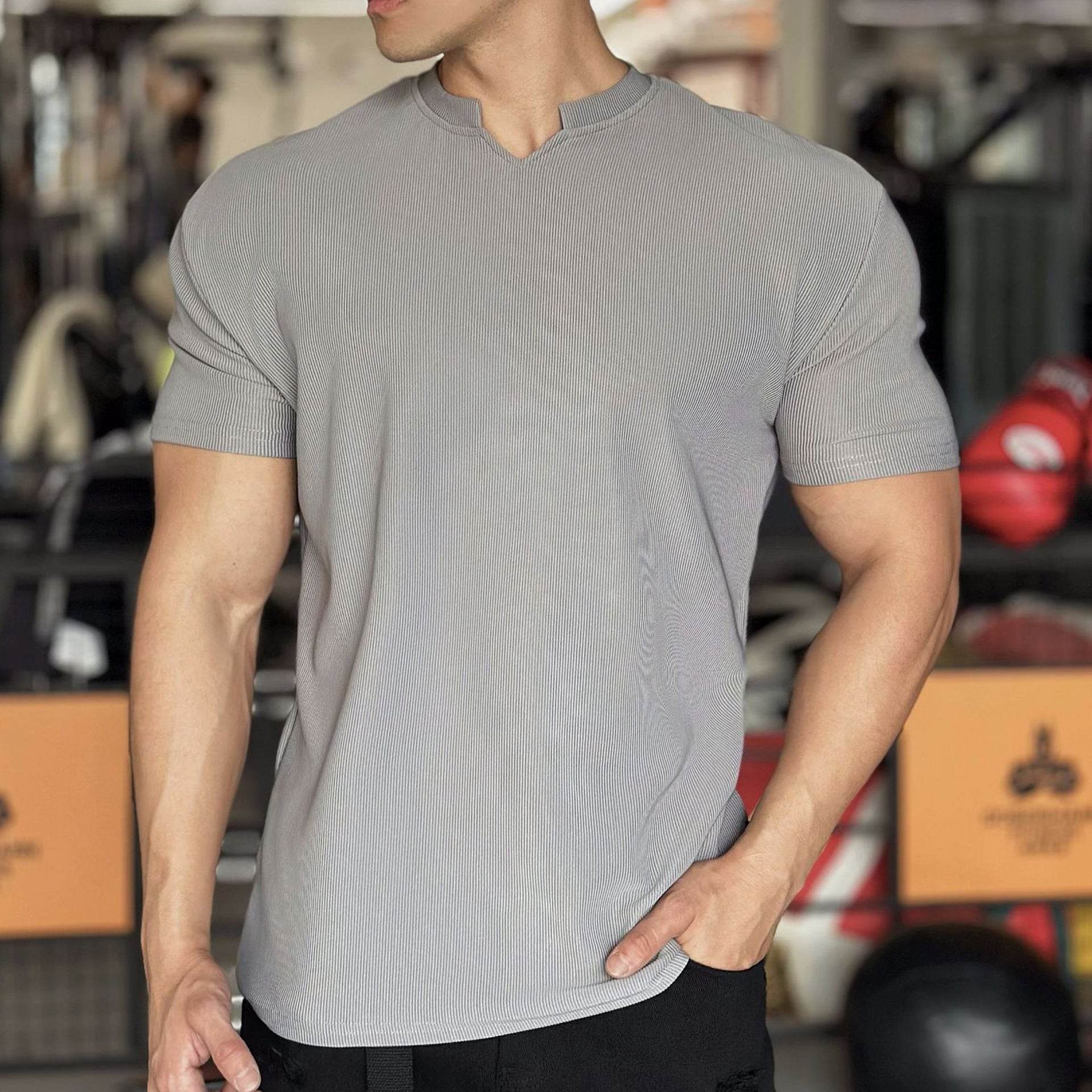 Anti Wrinkle Men Short Sleeve Active wear T-shirt for Workout Gym trainings