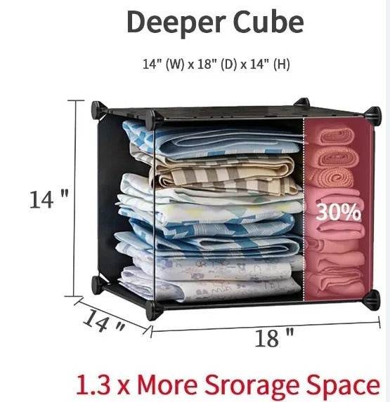 8 Cube Organizer Stackable Plastic Cube Storage Shelves Design Multifunctional Modular Closet Cabinet With Hanging Rod RT