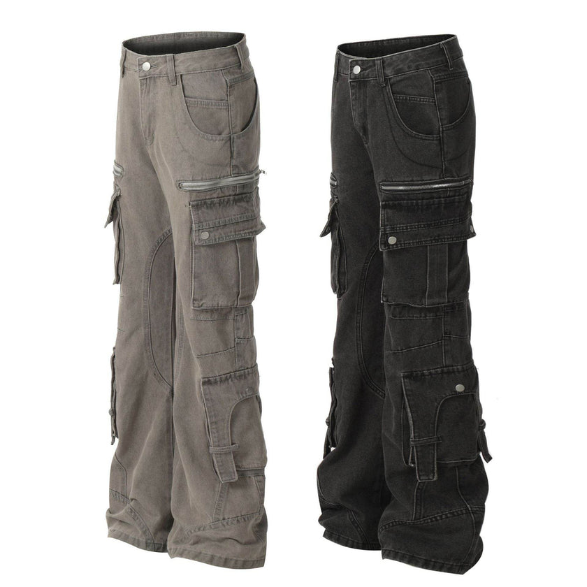 Solid Color Casual Multi-pocket Denim Jean Cargo Pants women