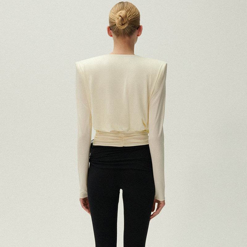Top Fashion Swing pleated draping cowl neck blouse top