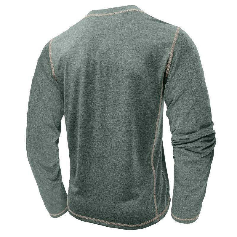 Mens Henley Long Sleeve – Slim Cotton Blend Casual Pullover