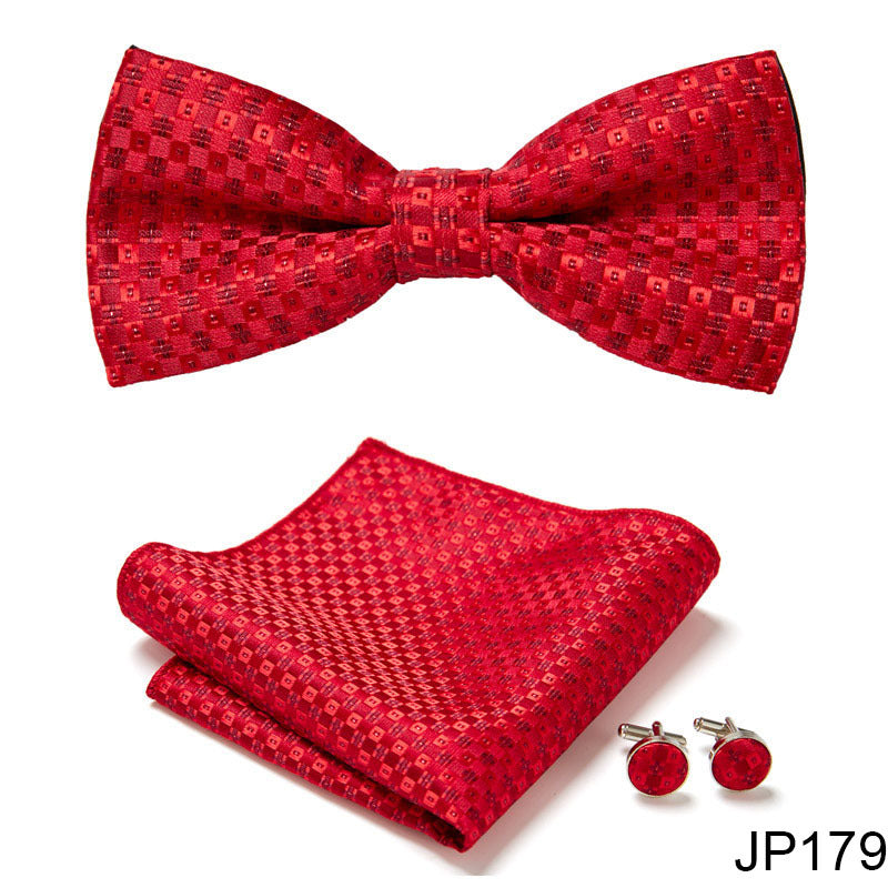 Men's Jacquard Bow Tie Set – Bow Tie, Pocket Square & Cufflinks | 36 Colors | Canada & USA