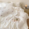 Embroidered Wide Edge Floral Washed Cotton Four-piece Duvet Cover Bedding Set
