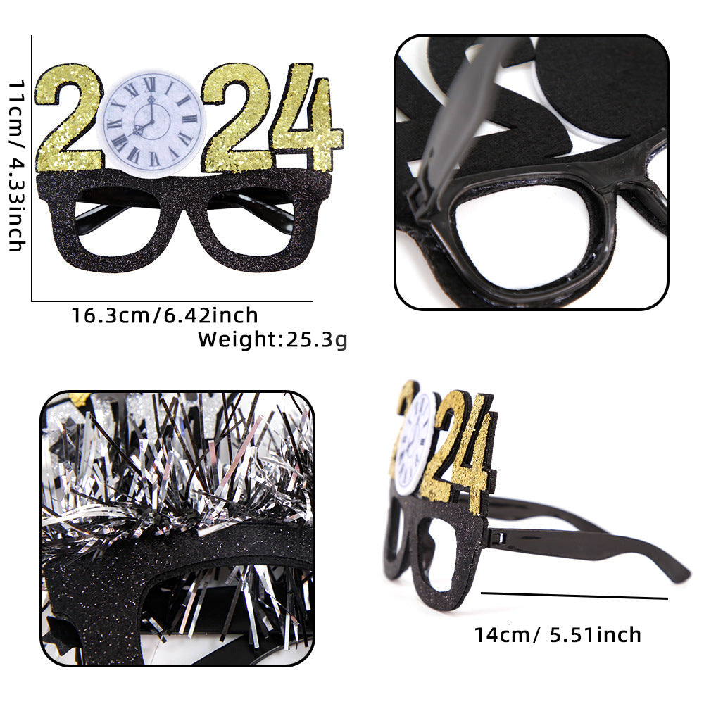New Year Party Photo Prop Glasses Set – Funny NYE Novelty Glasses & Hats