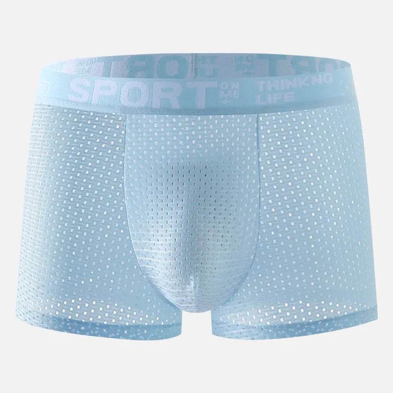 Men's Underwear Mid Waist Mesh Ice Silk Mesh SPORT Boxer Brief