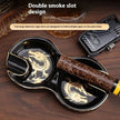 Portable 8-shaped Double Smoke Groove Ceramic retro Cigar Ashtray