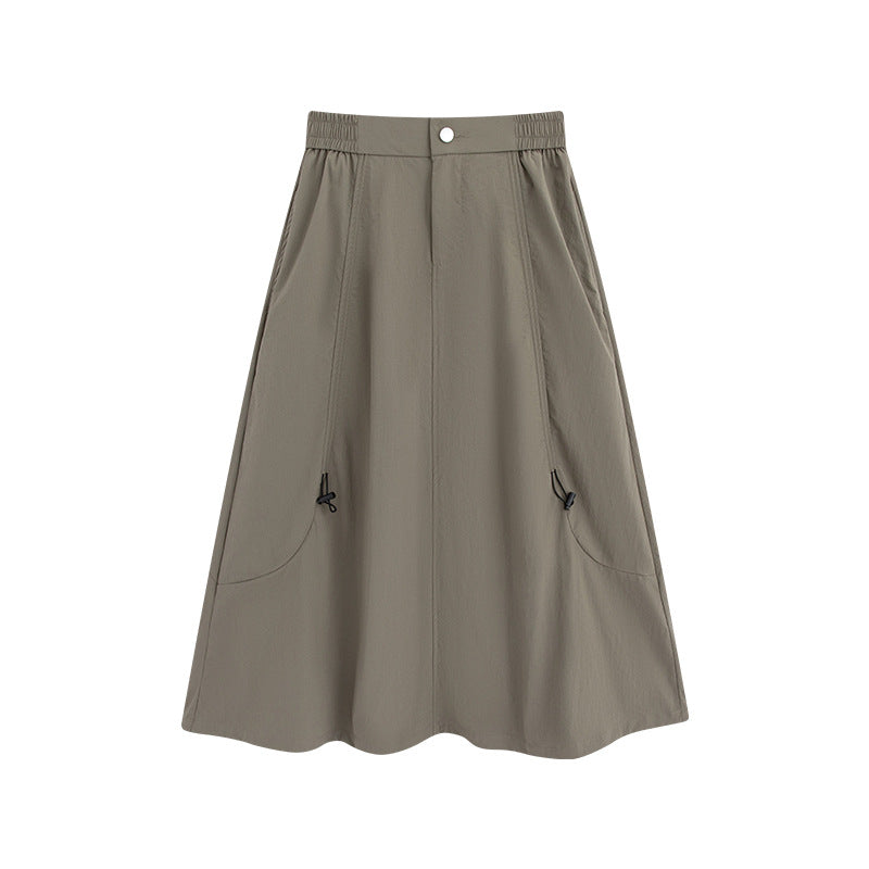 Women's Drawstring Utility Skirt - Casual Long Skirt for Summer