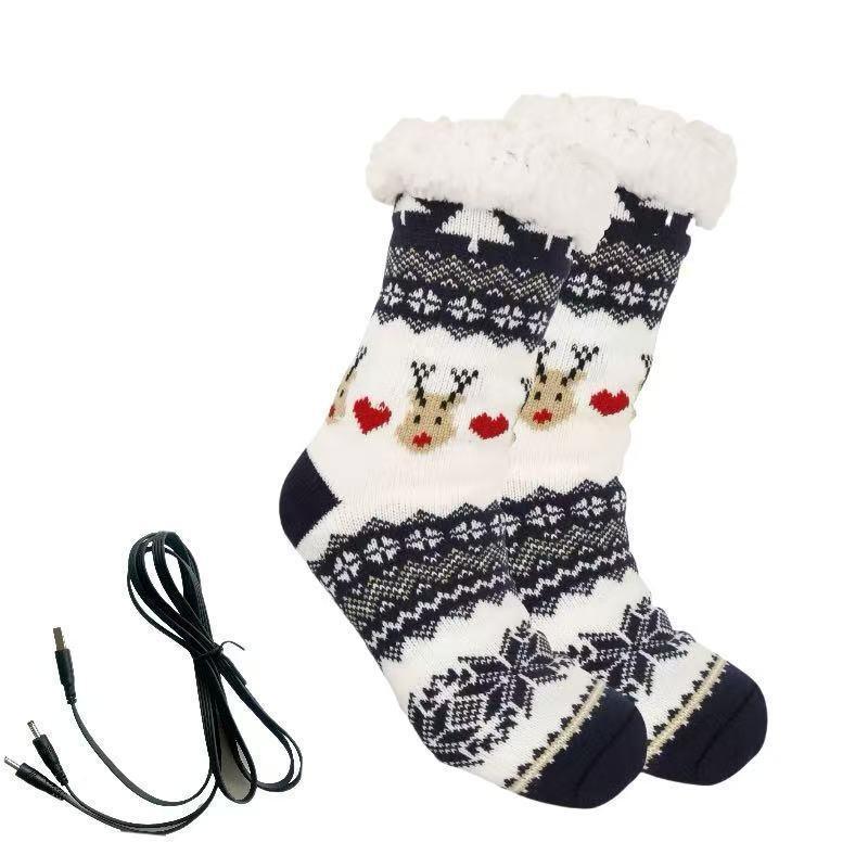 USB Electric Heating Warm Thickened Heating Room Socks