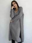 Women 2pcs Winter outfit set  Long dress Cashmere Long Cardigan Jacket