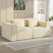 IVAN Boneless Corduroy 3 Seater Sofa with Deep Seats-Beige