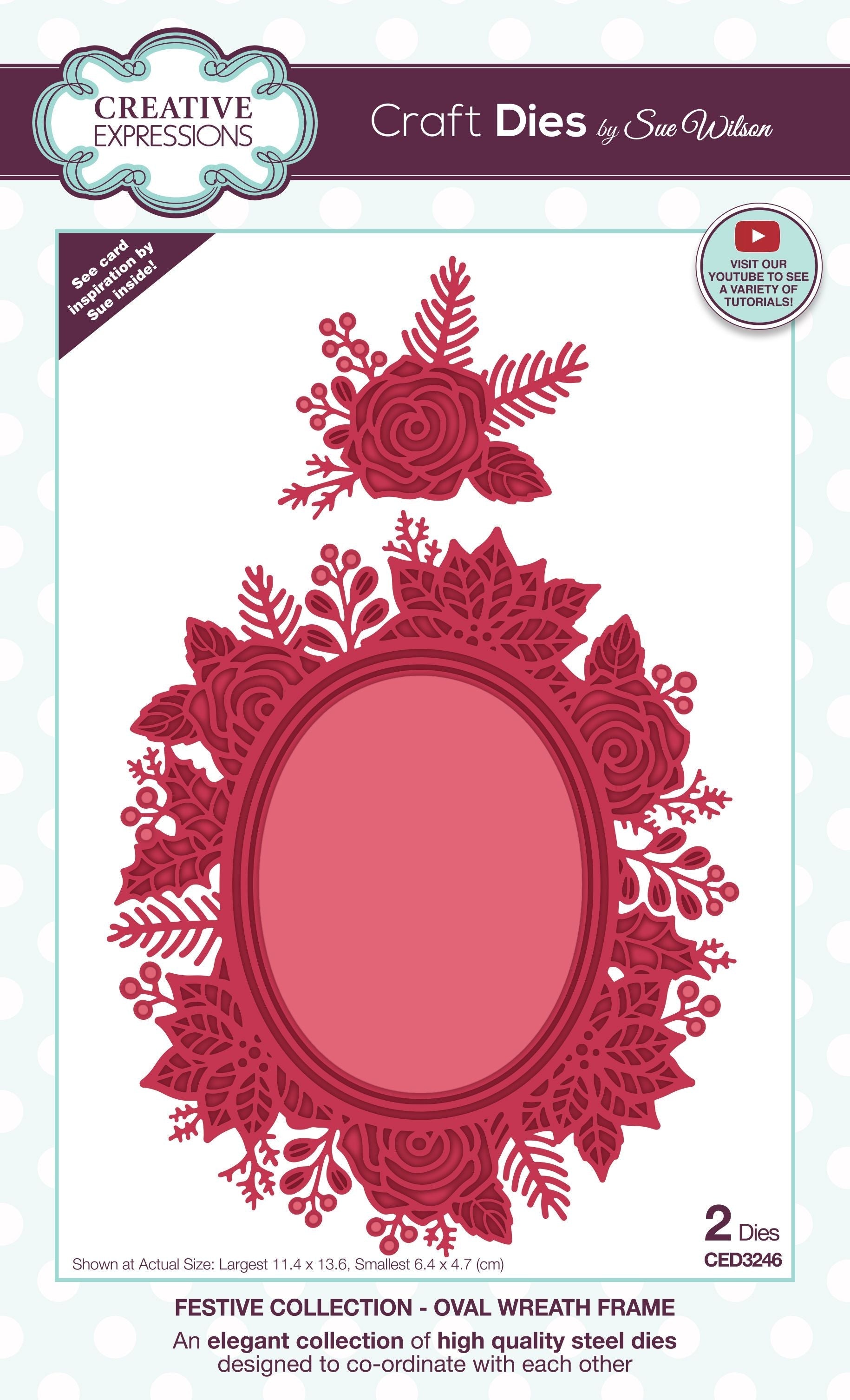Creative Expressions Sue Wilson Festive Oval Wreath Frame Craft Die