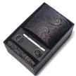 Men's Jacquard Woven Formal Tie Set – Rayon Arrow Necktie with Handkerchief, Tie Clip & Cufflinks | Canada & USA