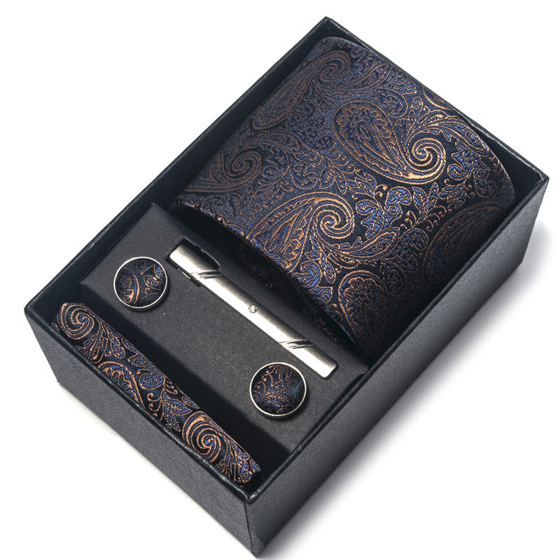 Men's Jacquard Woven Formal Tie Set – Rayon Arrow Necktie with Handkerchief, Tie Clip & Cufflinks | Canada & USA