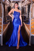 an asymmetrical strapless dress
