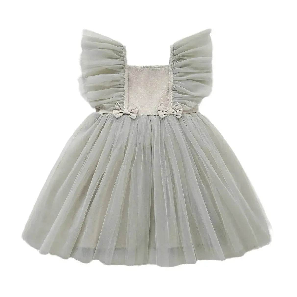 Infant Flying Sleeve Bowknot Girls' Fashion Baby Pettiskirt dress Newborn dresses