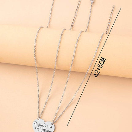 2 PCS mother Daughter Necklace gift idea Puzzle Necklace