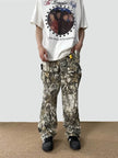 Loose Straight Tree Worn Looking Washed-out Camouflage Printed Cargo pant Men