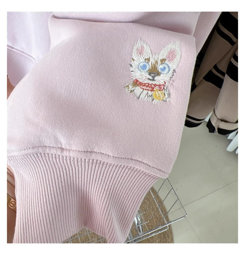 Women's 3D Kitten Embroidery Pullover Sweater Coat – Loose Fit Canada USA