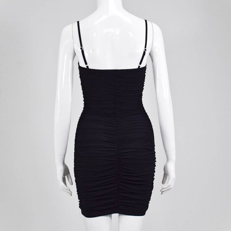 Ladies White bodycon dress Spaghetti Straps Sash Mini Bandage dress for Club Party