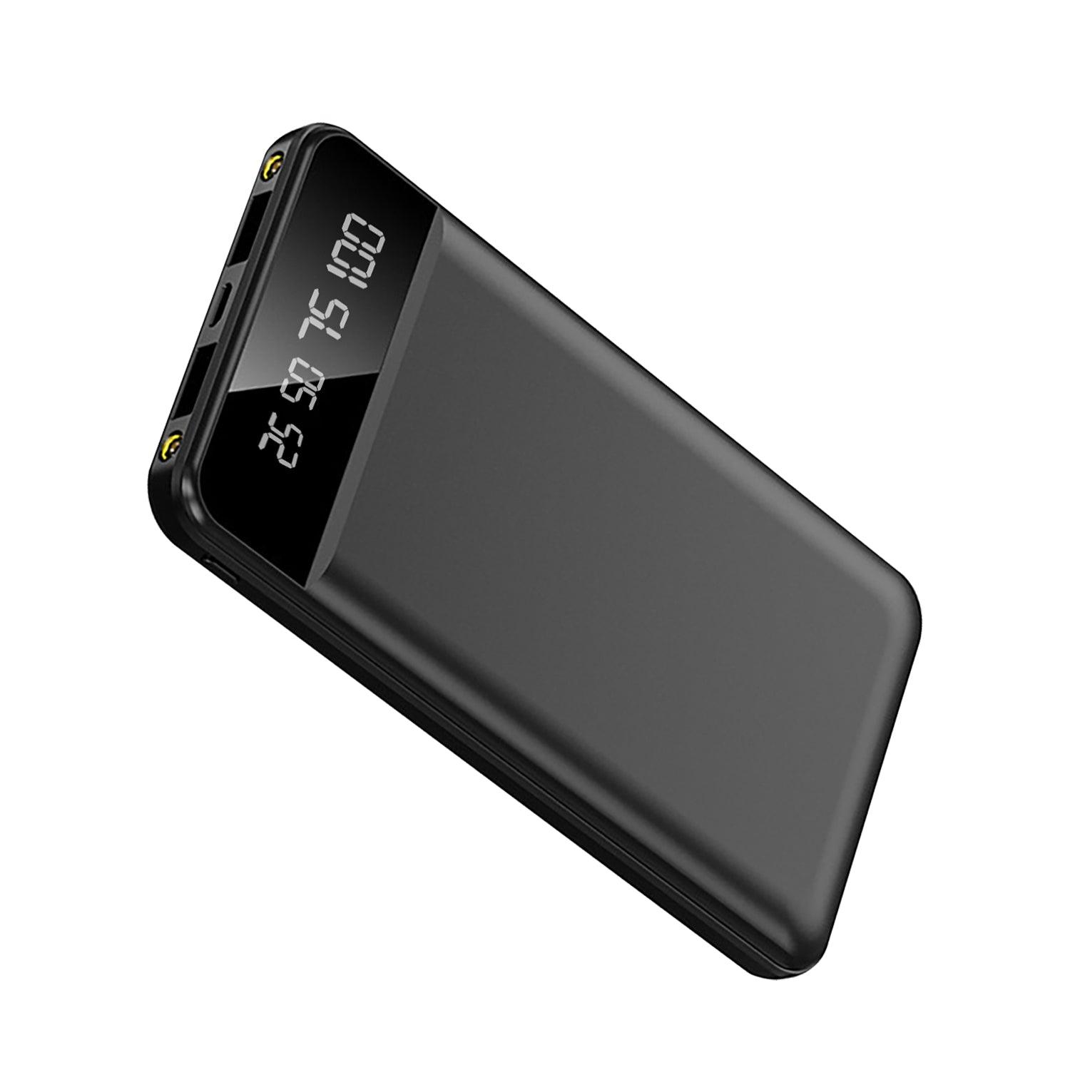 10000mAh Ultra Slim Power Bank Digital Display LED Flashlight 2 USB Ports Airline Approved