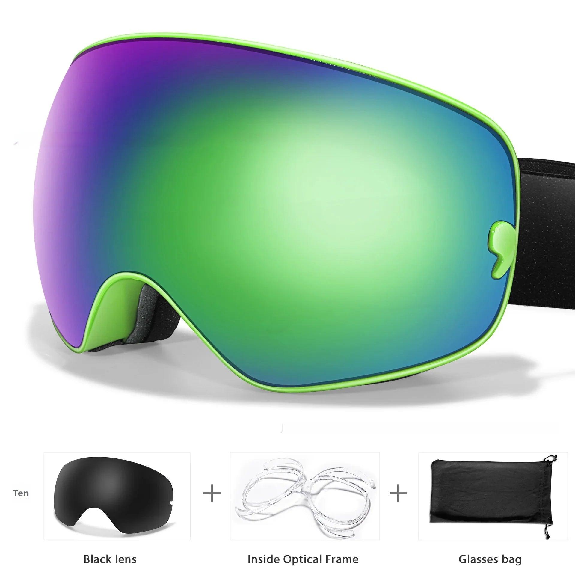 Men's And Women's Anti-fog Card Myopia Glasses Coated Large Spherical Eye Protection Ski Mountaineering Equipment