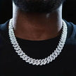 Box Buckle 14mm Bar Cuban Link Chain Bracelet and Necklace 2pcs