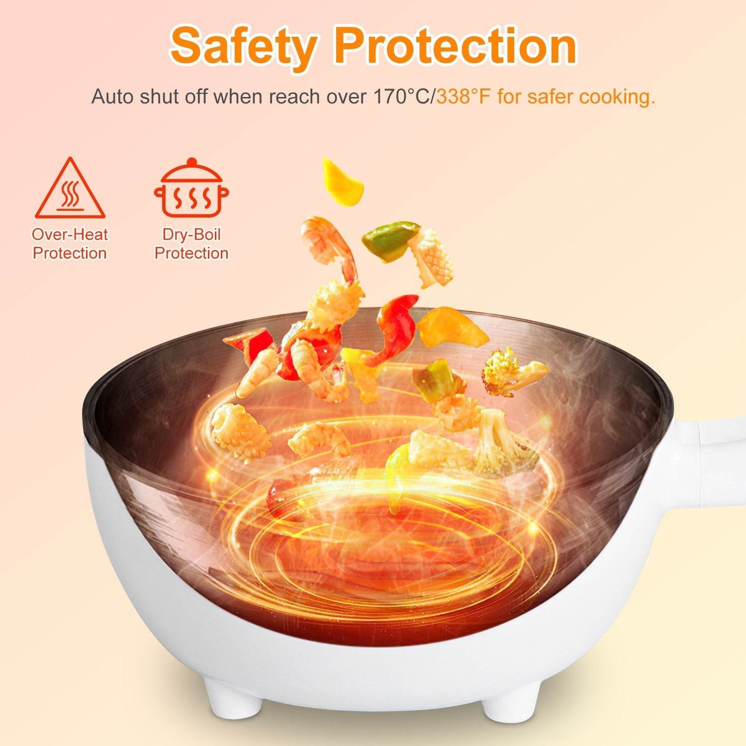 Electric Hot Pot Non-Stick Frying Pan Portable Rapid Noodles Cooker Electric Skillet