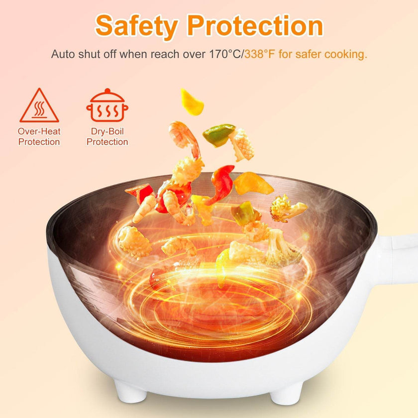 Electric Hot Pot Non-Stick Frying Pan Portable Rapid Noodles Cooker Electric Skillet