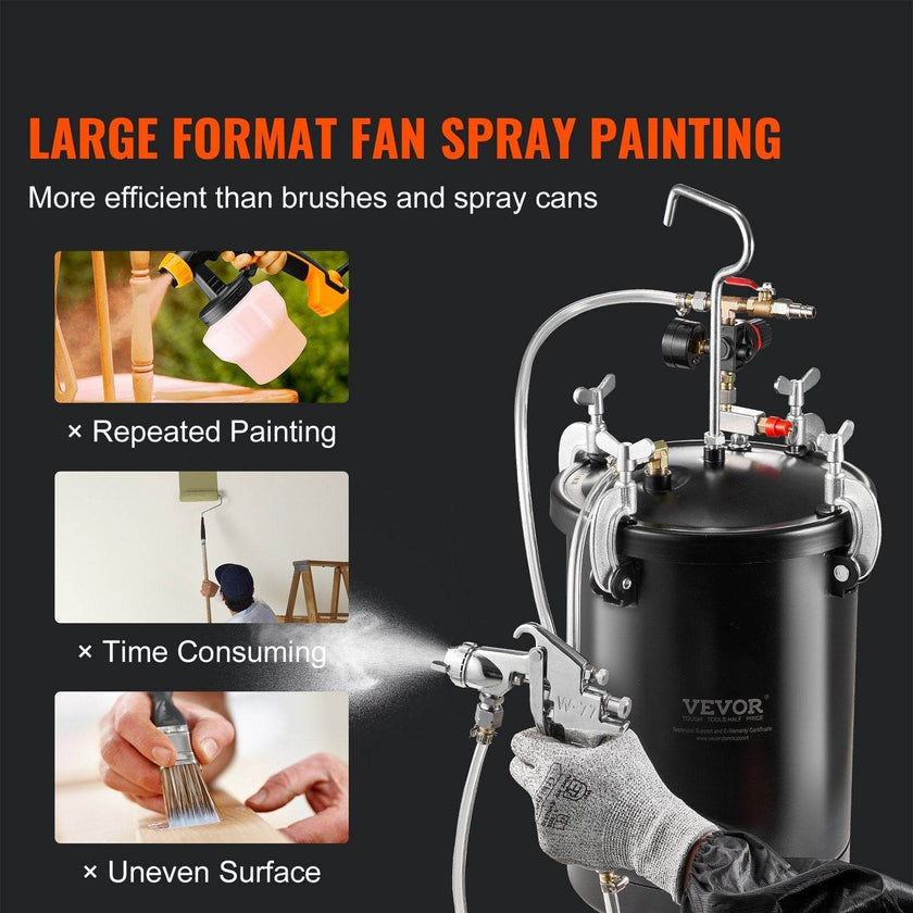 Spray Paint Pressure Pot Tank 15L 3.75gal Spray Gun Hoses Pressure Gauge