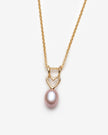 Collier avec breloque coeur et grosse perle rose
