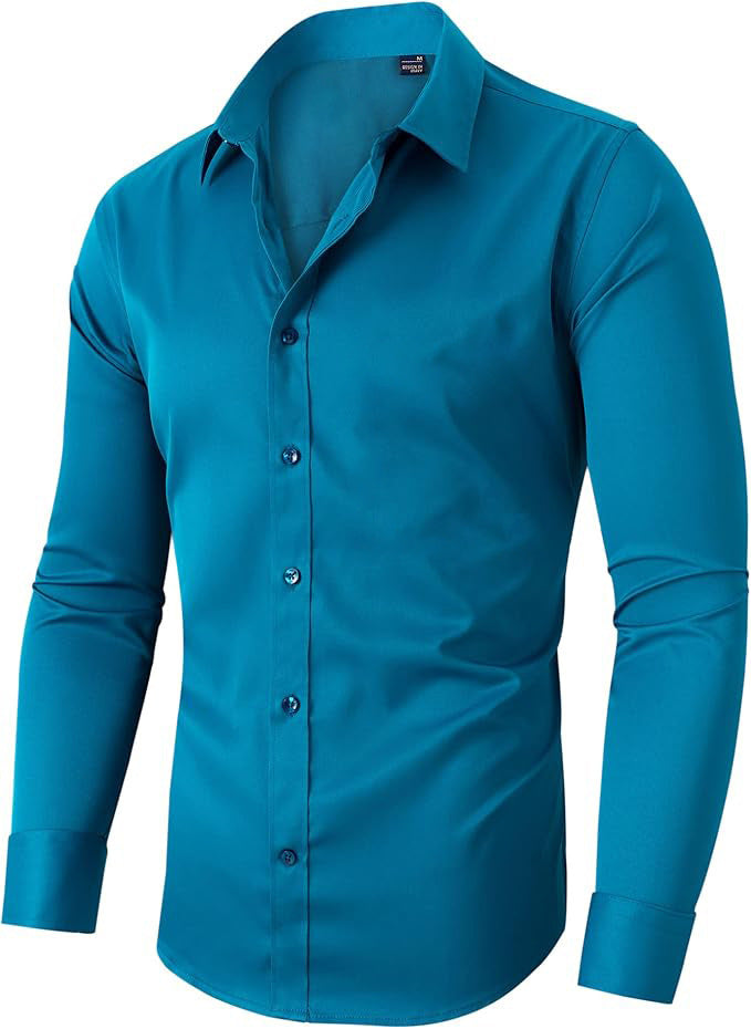 Men's Slim Fit Long Sleeve Business Dress Shirt – 12 Colors, S–3XL | Canada & USA