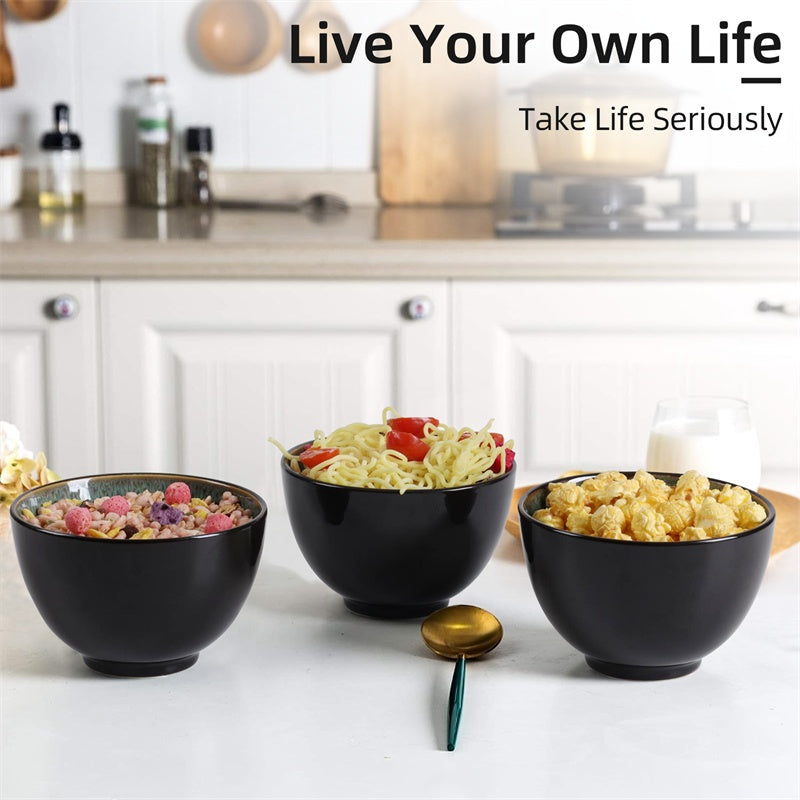 Creative Western Food  Kiln Change Peacock Green Bowl Pant 24oz Bowl Set Of 4 For Cereal, Salad, Pasta, Soup, Dessert, Serving Dishwasher, Microwave And Oven