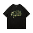 Camouflage Paste Cloth Embroidery Lettered Casual T-shirt