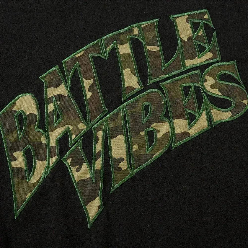 Camouflage Paste Cloth Embroidery Lettered Casual T-shirt
