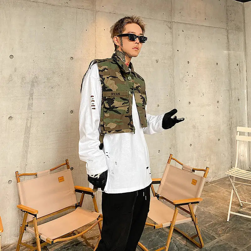 Camouflage Work Vest Men And Women Early Autumn Functional Tactical Thin Retro