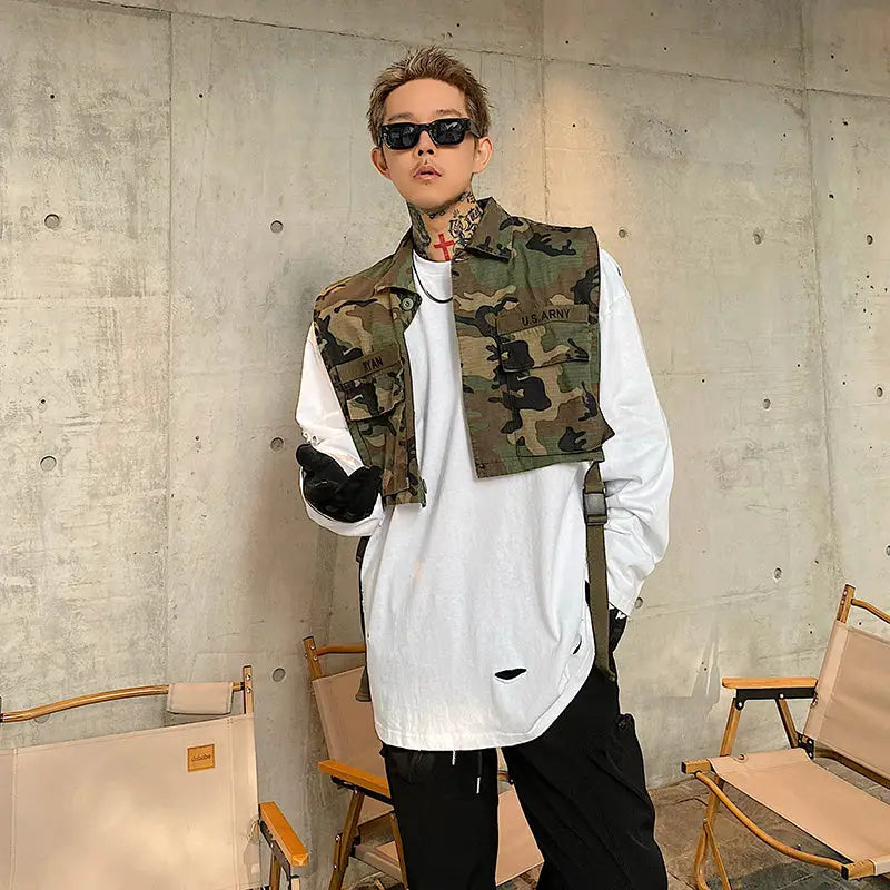 Camouflage Work Vest Men And Women Early Autumn Functional Tactical Thin Retro