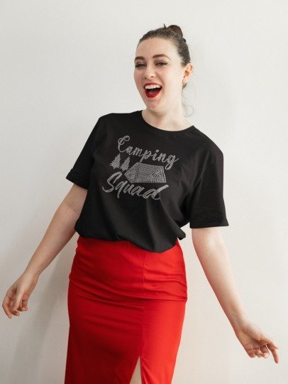 Camping Squad Rhinestone Shirt – Sparkle Glamping Bling Tee for Women | Blingdazzel