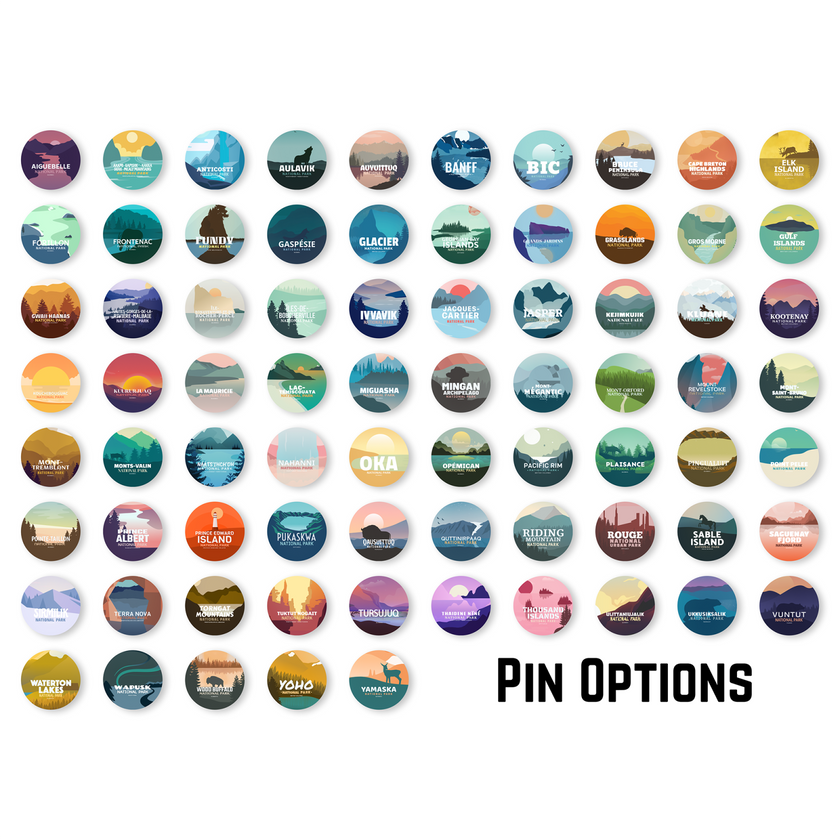 Canada National & Provincial Parks Pinback Buttons, Canada Parks